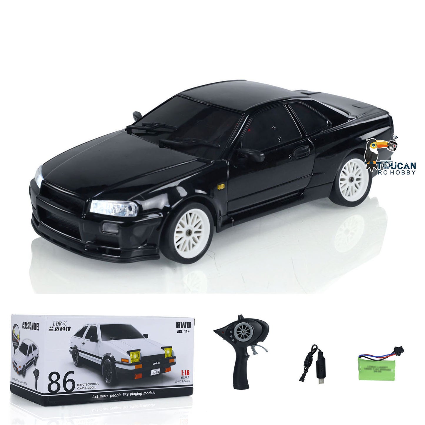 In Stock 1/18 4*2 Metal RWD RC Drift Car A99 Remote Control Racing Vehicles Model Electronic Toy Lights Battery Motor Servo USB Charging Cable