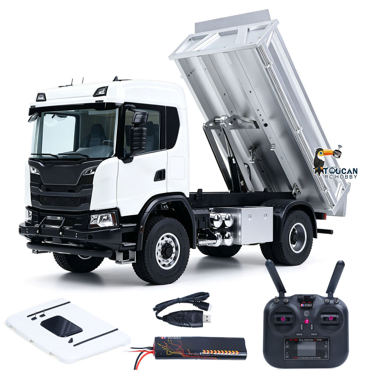 TOUCAN RC HOBBY Double E 500G E022 1/14 4x4 RC Dump Truck Electric Lifting 2Speed RTR Tipper Metal Axle Magnetic High Roof Battery Radio Light