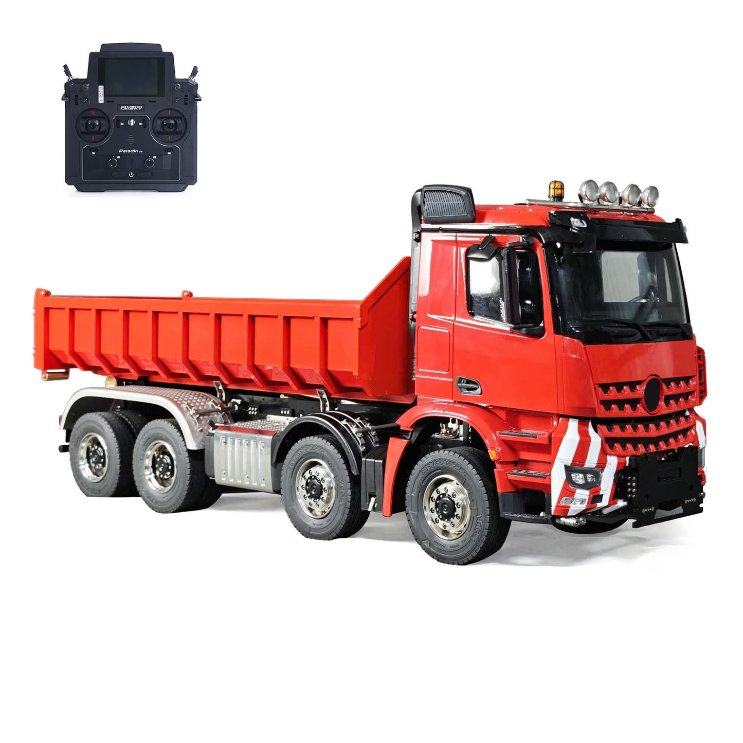 1/14 Remote Control Hydraulic Full Dumper 8*8 5 Valves RC Roll On Off Tipper Engineering Vehicle Differential Locks No Charger