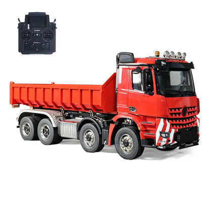 1/14 Remote Control Hydraulic Full Dumper 8*8 5 Valves RC Roll On Off Tipper Engineering Vehicle Differential Locks No Charger