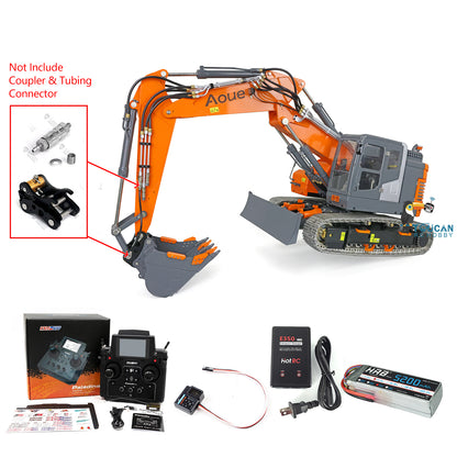 TOUCAN RC HOBBY LESU AOUE ET26L 1/14 Metal RC Hydraulic Excavator B0012 RTR Short Tail 3-Arm Tracked Digger Construction Model Light FlySky PL18EV Controller for Hobby Collectors