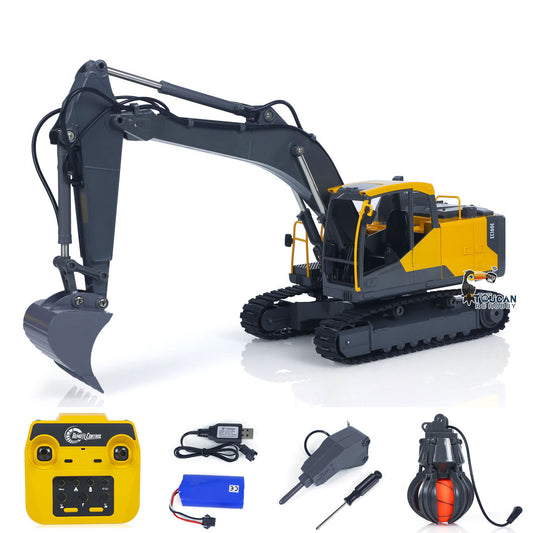 In Stock 1/16 DoubleE E598 003 Electric Lifting RC Excavator Metal 2Arms Remote Control Digger VO Hammer Bucket Claw 360?? Rotating