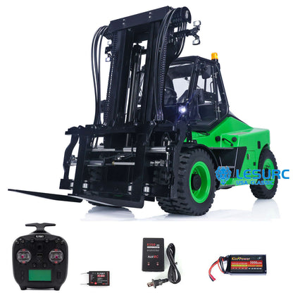 TOUCAN RC HOBBY LESU AOUE LD160S 1/14 Metal Hydraulic RC Forklift FlySky ST8 Remote Controller Towing Hook 6 Ways Reversing Valve Sound Light System Rear Steering Axle
