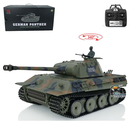 TOUCAN RC HOBBY US Stock Heng Long 2.4Ghz 7.0 Plastic Ver Radio Controlled German Panther V RTR RC 1/16 Tank 3819 Model Smoking W/ Driving Gearbox