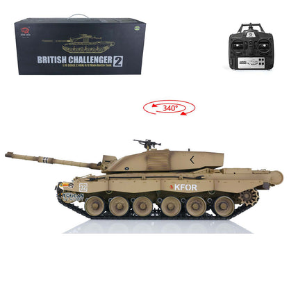 TOUCAN RC HOBBY Ausverkauft US-Lager 2.4G Heng Long 1/16 Maßstab 7.0 Kunststoff-Version Challenger II RTR RC Panzer Funksteuerung 3908 Gelb Ketten-Antriebsräder