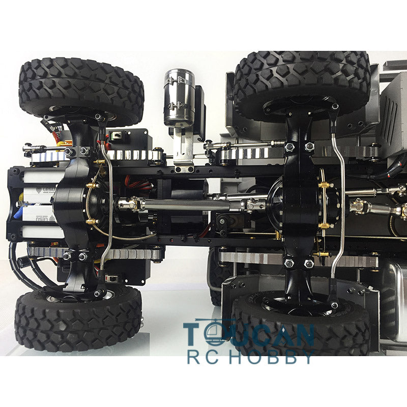 LESU 1/14 8x8 Metal Hydraulic RC Dump Truck Tipper 2 Speed Transmission Axles With Differential Lock FlySky I6S Remote Controller Sound Light System