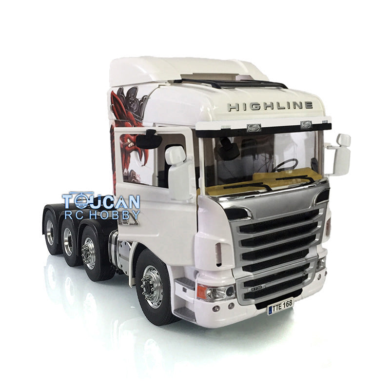 1/14 LESU 8*8 Kit Tractor Truck Car RC Model Painted Metal Chassis Equipment Rack W/ Cabin Set 802B Servo Motor 2Speed Gearbox