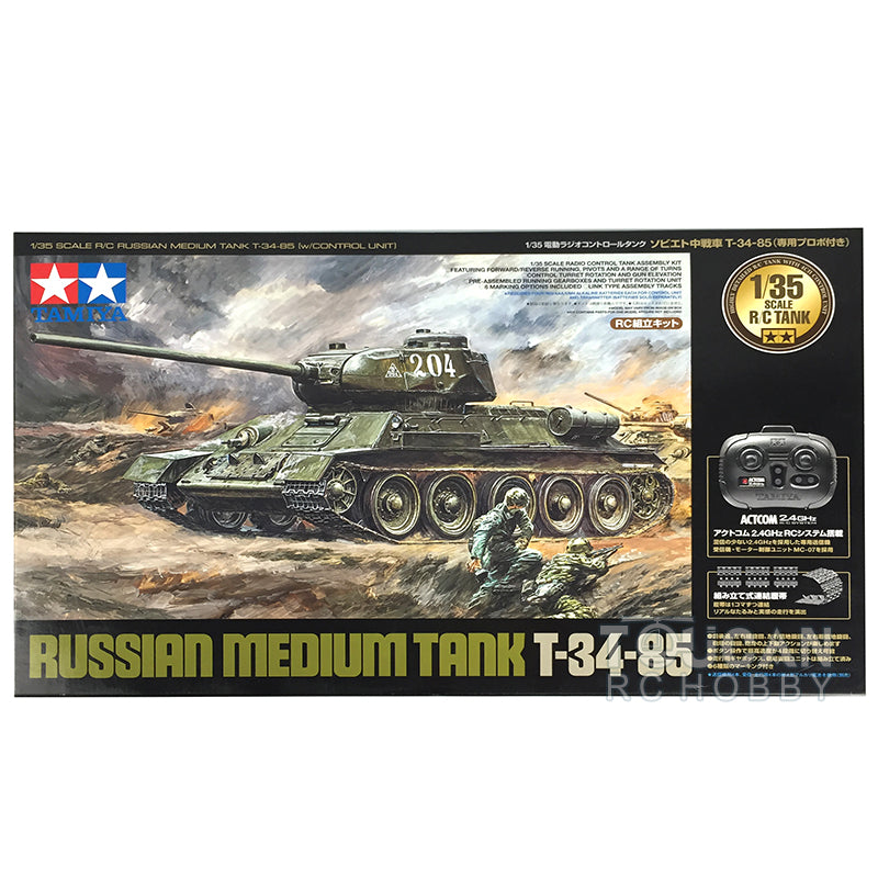 TAMIYA Plastic 1/35 Scale Russian Medium RC Tank T-34-85 Remote Controlled Military Model 2.4G 48216 KIT Gearboxes