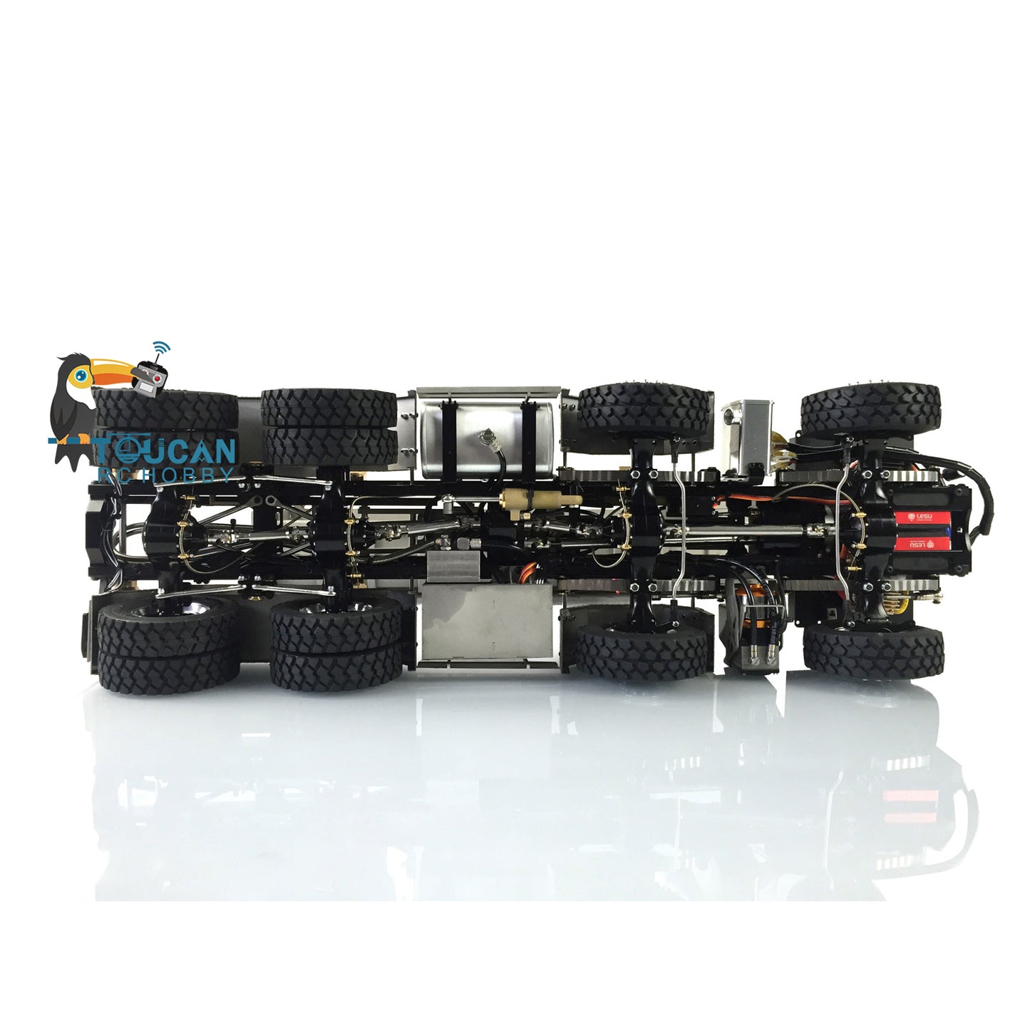 LESU 1/14 8x8 Metal Hydraulic RC Roll On Off Dump Truck 2 Speed Transmission FlySky I6S Radio Controller Sound Light System