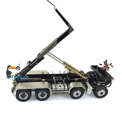 LESU 1/14 8x8 Metal Hydraulic RC Roll On Off Dump Truck 2 Speed Transmission FlySky I6S Radio Controller Sound Light System