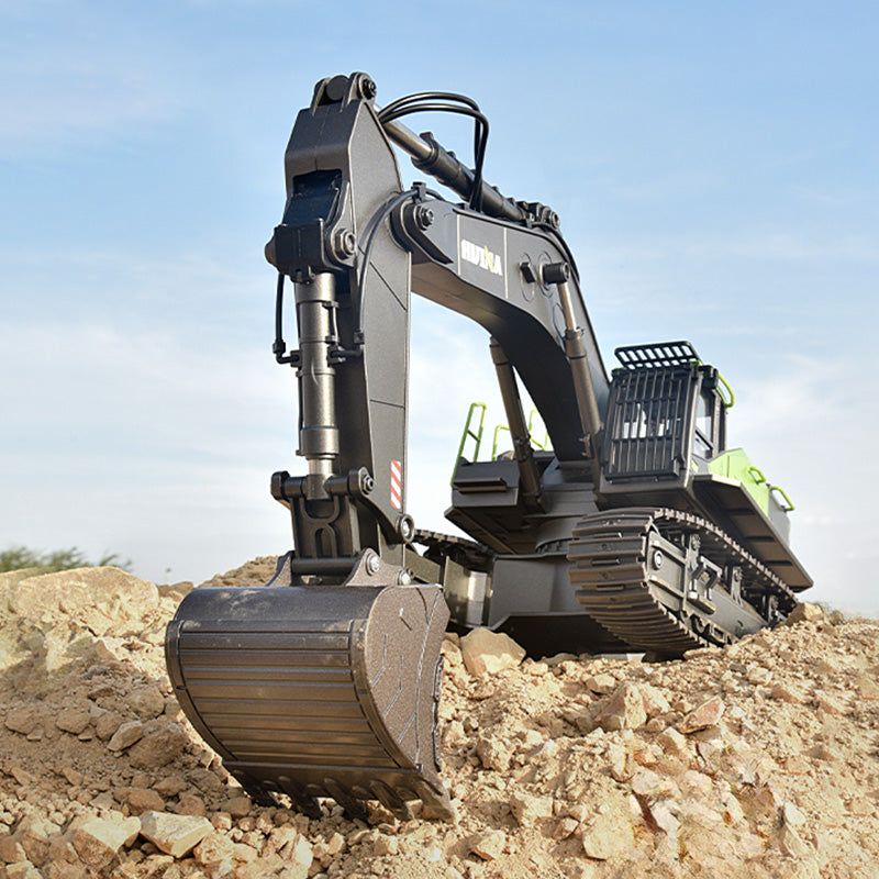 In Stock HUINA Plastic 1/14 Metal RC Excavator 593 1593 28CH 2.4Ghz Radio Controlled Electric Lifting Construction Vehicle Truck Toy Model Simulated Light Sound Battery Gift