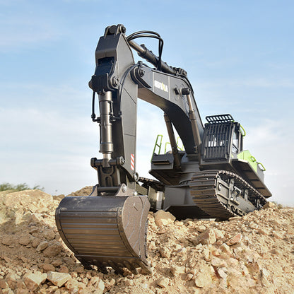 In Stock HUINA Plastic 1/14 Metal RC Excavator 593 1593 28CH 2.4Ghz Radio Controlled Electric Lifting Construction Vehicle Truck Toy Model Simulated Light Sound Battery Gift