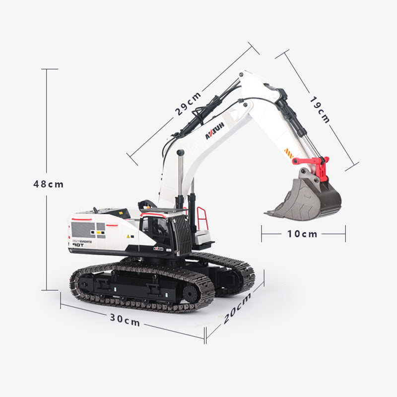 IN STOCK 1/14 HUINA RC Metal Excavator Ready to Run Toys 1594 Radio Lights Sound Battery 22CH Sound W/ Bucket Drill Round Wood Garb Gifts