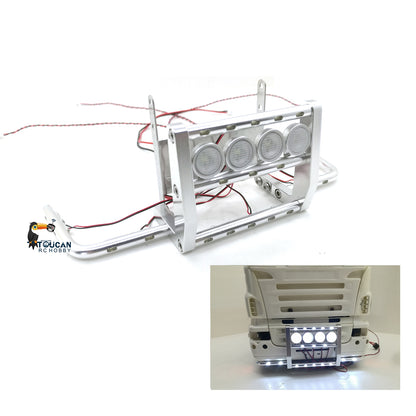 Degree Scale Fender Guard Upgrade Metal Front Bumper Led Light Spare Part for DIY Tamiiya 1/14 RC Tractor Truck 56323 Dumper