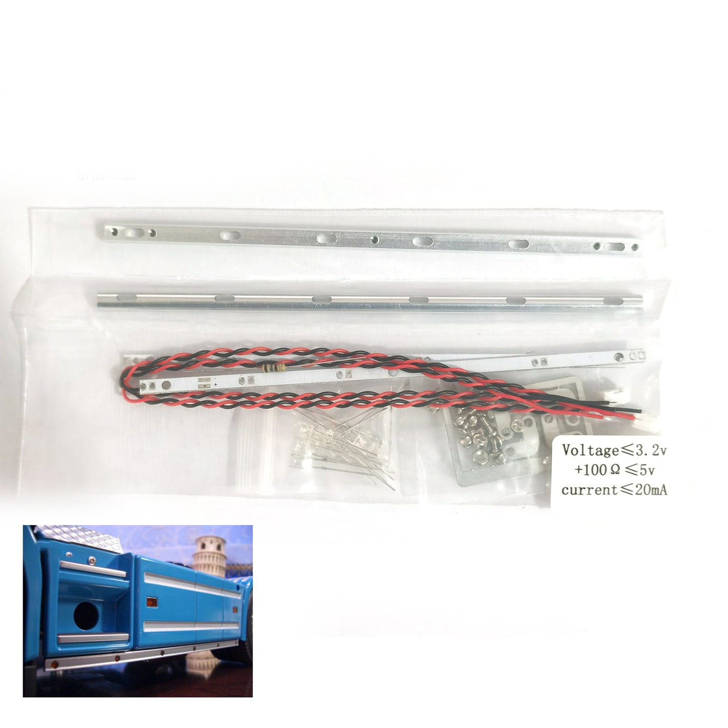 Degree Scale Model Spare Part Upgrade Side Skirts Light LED for DIY TAMIlYA 1/14 Remote Control Tractor Truck LESU Dumper Tipper