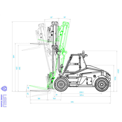 LESU AOUE LD160S 1/14 Metal Hydraulic RC Forklift FlySky ST8 Remote Controller and SR12 Receiver 6 Ways Reversing Valve Sound Light System
