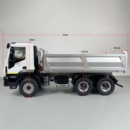 1/14 6x4 Hydraulic RC Dumper Trucks CNC Axles Metal Remote Controlled Tipper Car Toy Hobby Model for Adults Children