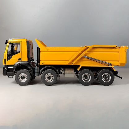 1/14 Hydraulic RC Tipper Truck with Flip-over Cover 8x4 Metal Dump Car Models