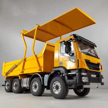 1/14 Hydraulic RC Tipper Truck with Flip-over Cover 8x4 Metal Dump Car Models