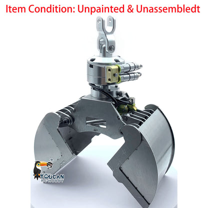 CUT Model Metal Hydraulic Clamshell Bucket/Claw for 1/14 RC Crane Truck Remote Control Dumper Construction Vehicles for DIY Model Enthusiast