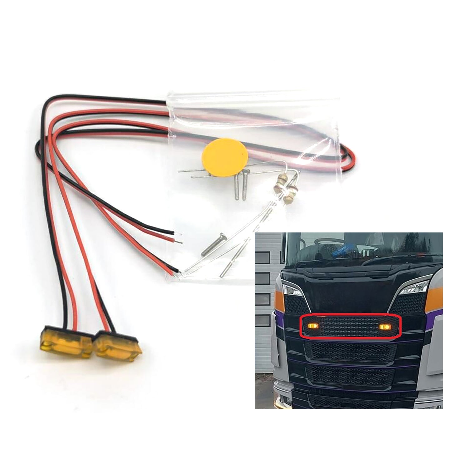 US Stock 1/14 Front Light Cabin LED Lamp for RC Tractor Truck 770S 56371 Car Model Parts