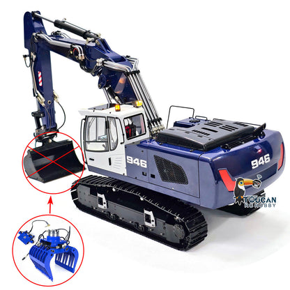 In Stock 1/14 946 3-arm RC Hydraulic Equipment Remote Control Excavator Metal Digger Model Bucket Ripper Grab Tiltable Clamshell Bucket