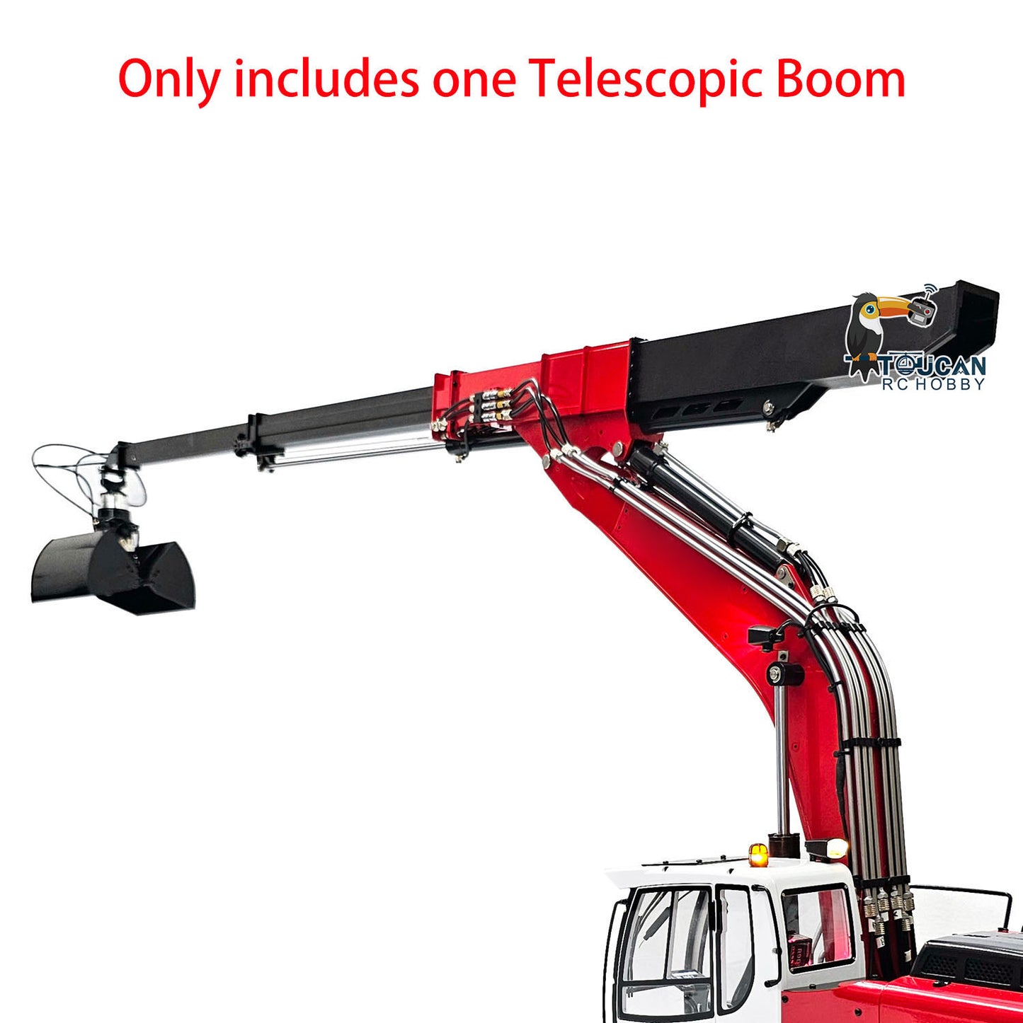 TOUCAN RC HOBBY MTModel Metal Telescopic Boom Claw Grab for 1/14 946 EC380 Remote Controlled Hydraulic Excavator Upgraded Parts for Vehicle Enthusiast