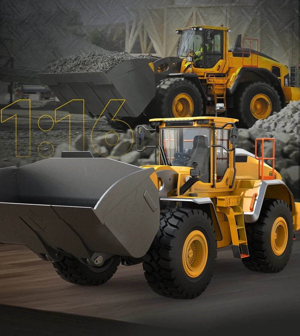 US Stock 1/16 L260H Double Eagle E592 RC Loader Remote Controlled Electric Car Hobby Model Light Sound