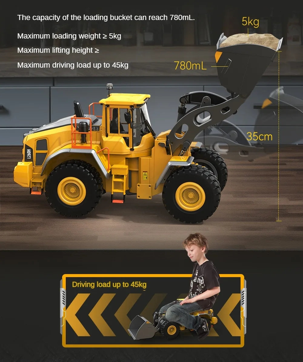 US Stock 1/16 L260H Double Eagle E592 RC Loader Remote Controlled Electric Car Hobby Model Light Sound