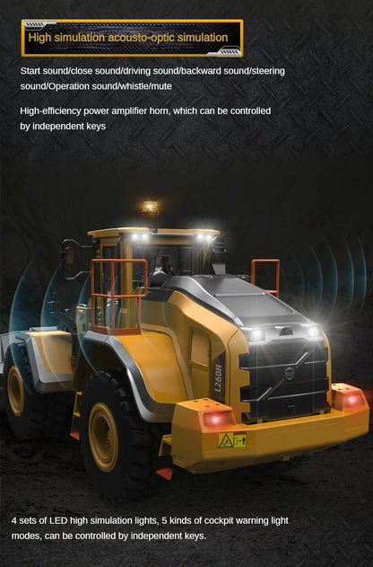 US Stock 1/16 L260H Double Eagle E592 RC Loader Remote Controlled Electric Car Hobby Model Light Sound