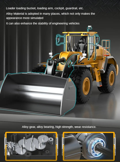 US Stock 1/16 L260H Double Eagle E592 RC Loader Remote Controlled Electric Car Hobby Model Light Sound