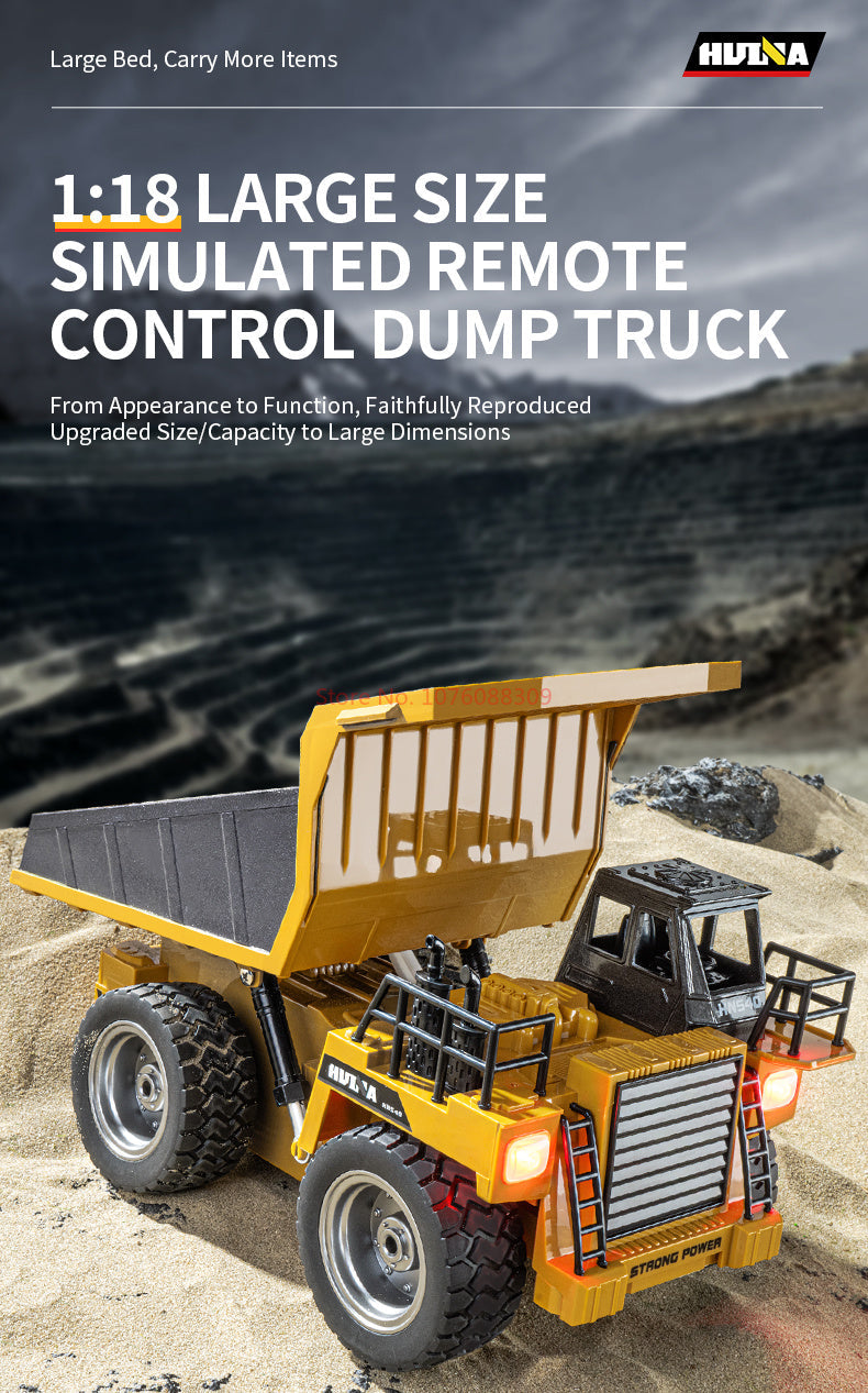 In Stock HUINA 1/18 1533 1:18 RC Dump Truck Remote Control Tipper Car 2.4G Vehicles Toys Assembled and Painted 28.5*15.5*16cm