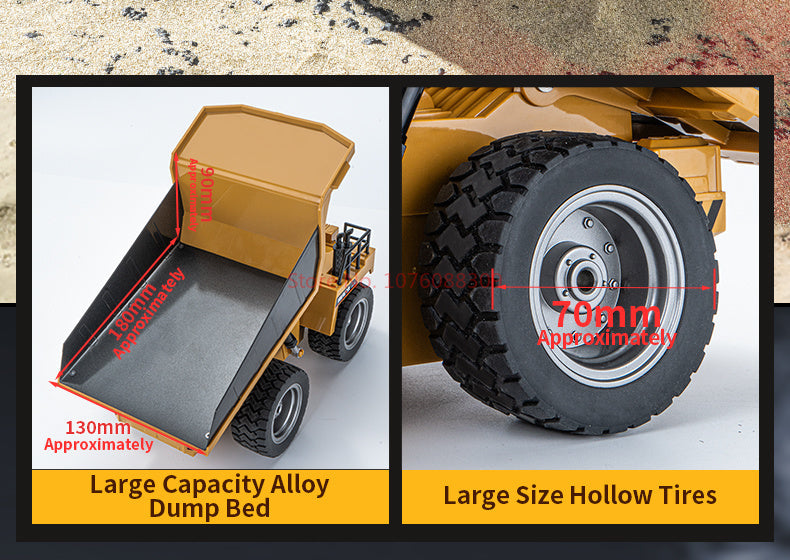 In Stock HUINA 1/18 1533 1:18 RC Dump Truck Remote Control Tipper Car 2.4G Vehicles Toys Assembled and Painted 28.5*15.5*16cm