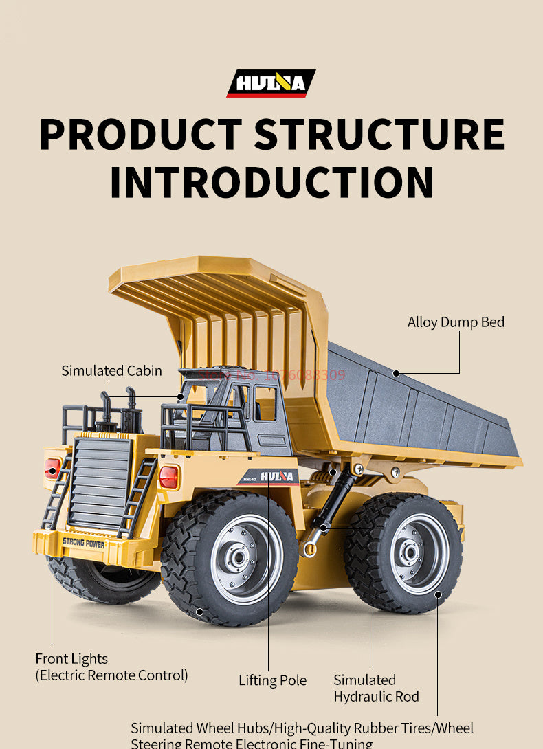 In Stock HUINA 1/18 1533 1:18 RC Dump Truck Remote Control Tipper Car 2.4G Vehicles Toys Assembled and Painted 28.5*15.5*16cm