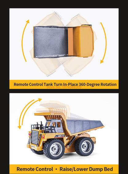 In Stock HUINA 1/18 1533 1:18 RC Dump Truck Remote Control Tipper Car 2.4G Vehicles Toys Assembled and Painted 28.5*15.5*16cm