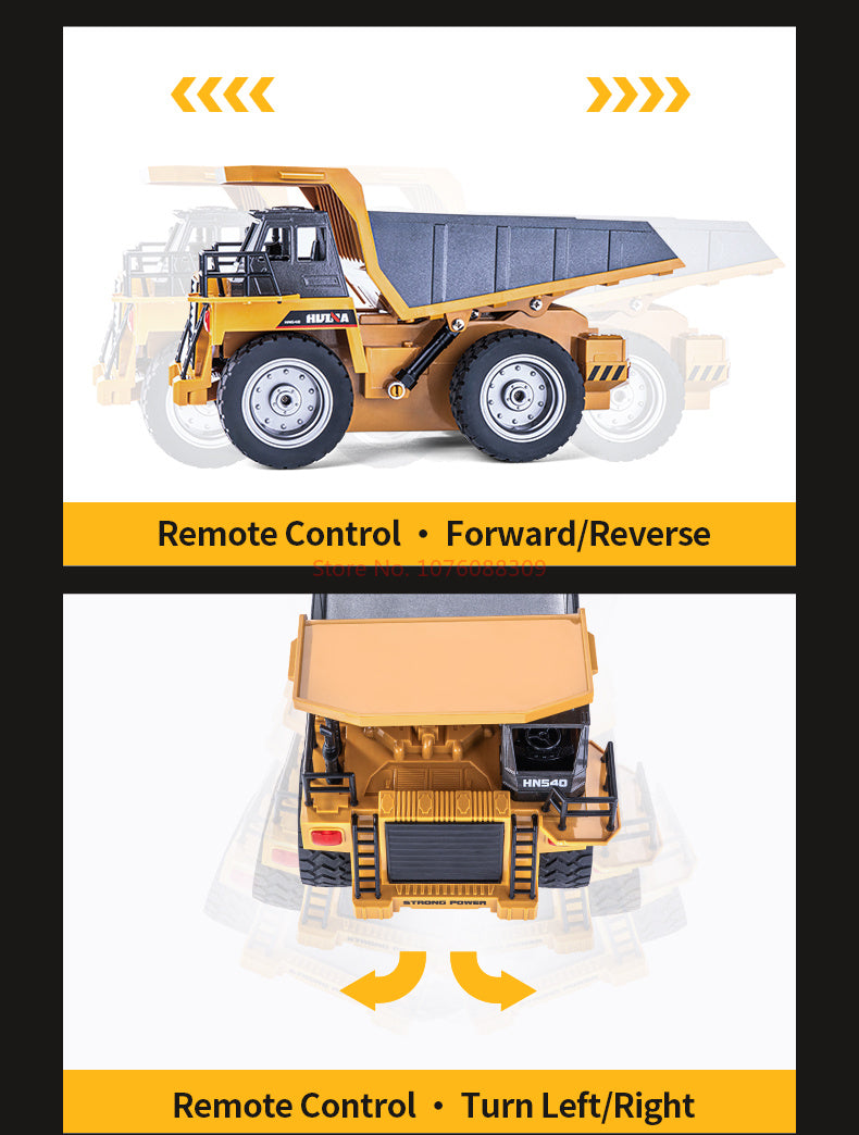 In Stock HUINA 1/18 1533 1:18 RC Dump Truck Remote Control Tipper Car 2.4G Vehicles Toys Assembled and Painted 28.5*15.5*16cm