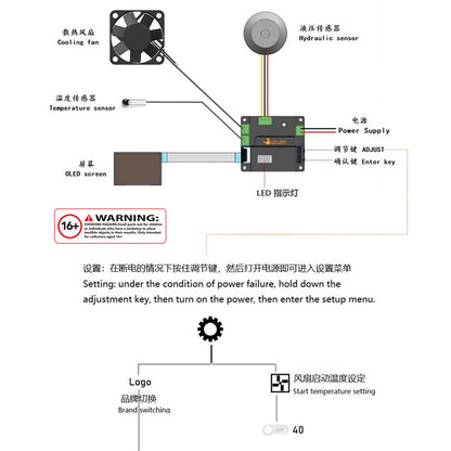 Multimedia Display Screen Current Voltage Temperature Pressure Usage Time Brand for DIY 1/14 RC Hydraulic Excavator Loader