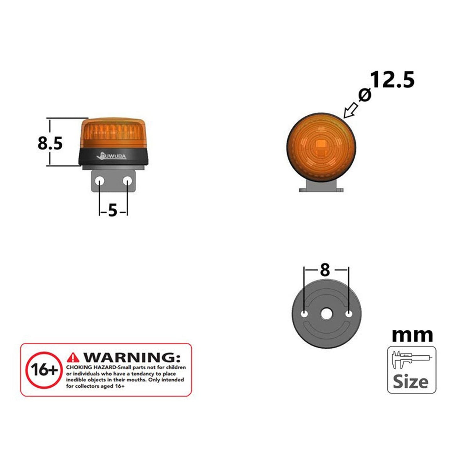 360 Rotating Light 5V LED Warning Lamp for 1/14 DIY TAMIYA RC Tractor Truck Model Digger Dumper Construction Vehicle Lorry Car