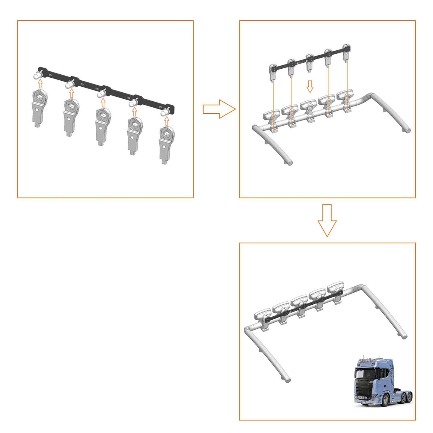 LED Lamp 3V-7V Plastic Roof Spotlight Board for 1/14 Remote Control Tractor Truck DIY TAMIYA 770S 56368 56371 Model Vehicle Car