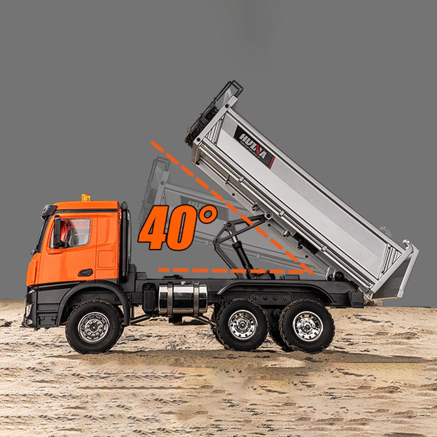 US Stock 1/14 HUINA 1598 2.4G Remote Control Dumper 6*6 Engineering Transport Vehicle Lifting Rod Tipper Car Light Sound Battery Toys
