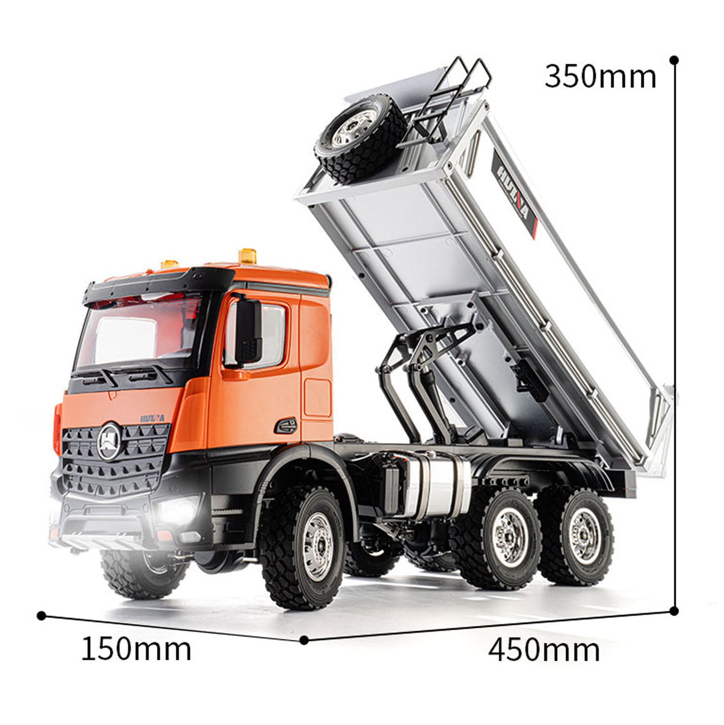US Stock 1/14 HUINA 1598 2.4G Remote Control Dumper 6*6 Engineering Transport Vehicle Lifting Rod Tipper Car Light Sound Battery Toys