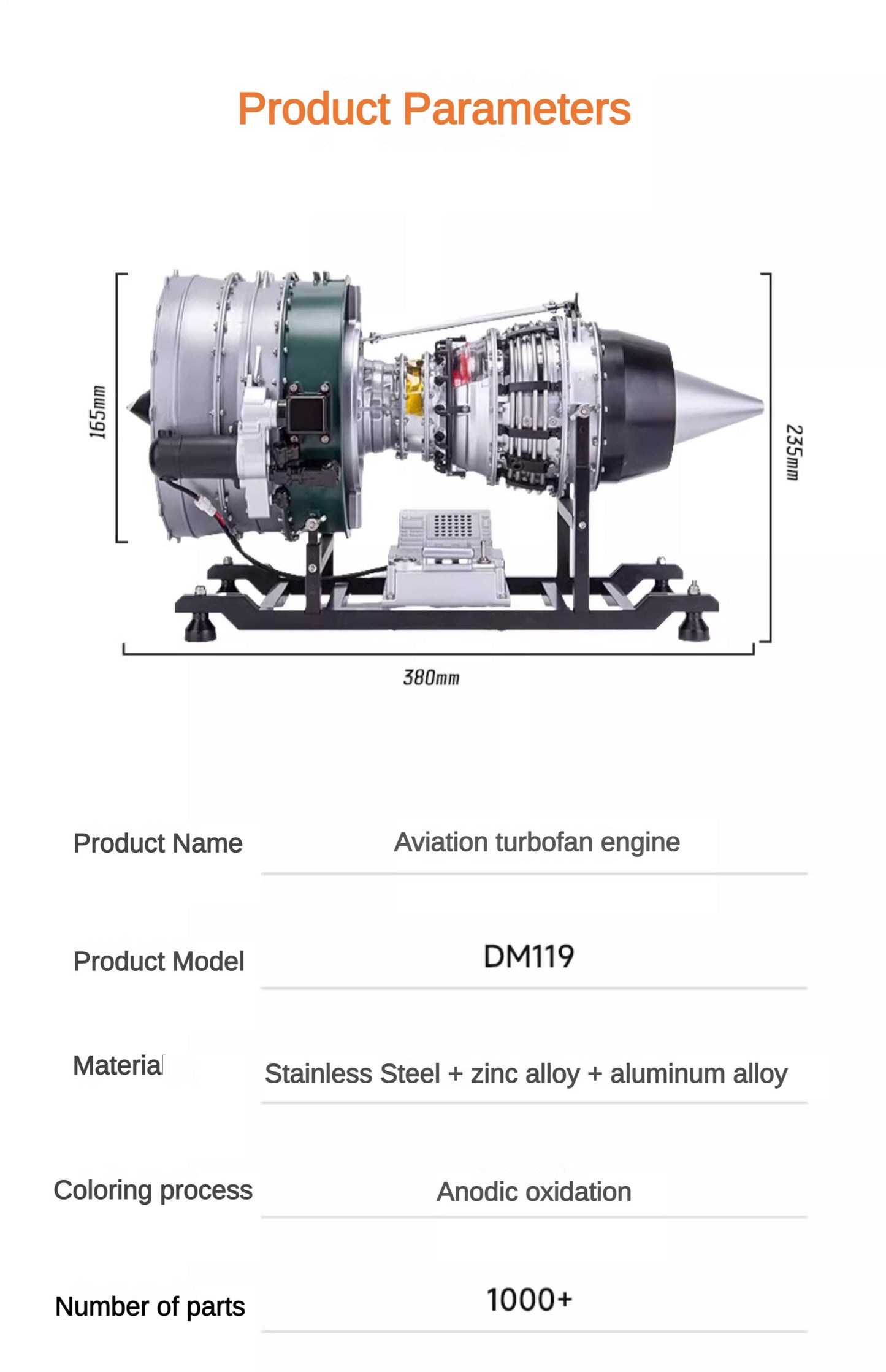 In Stock TECHING DIY Scale Electric Aircraft Airplane Metal Turbofan Engine Model Collectibles DM119 Unassembled KIT 1000+Pcs Battery