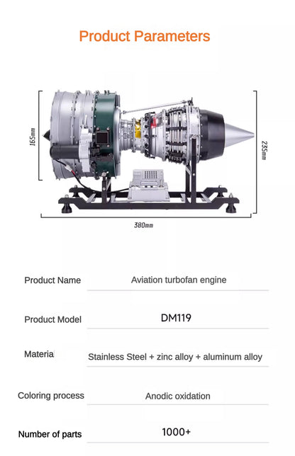 In Stock TECHING DIY Scale Electric Aircraft Airplane Metal Turbofan Engine Model Collectibles DM119 Unassembled KIT 1000+Pcs Battery