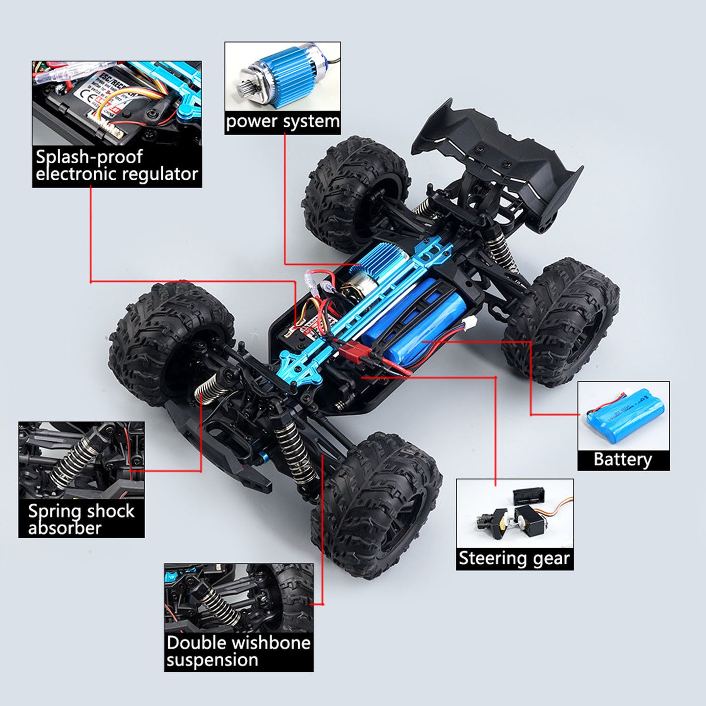 12 Inches Plastic 1/16 4X4 Remote Control Off Road Car SCY 16102 RC Monster Truck Pickup Metal Drive Shaft Charging Protection