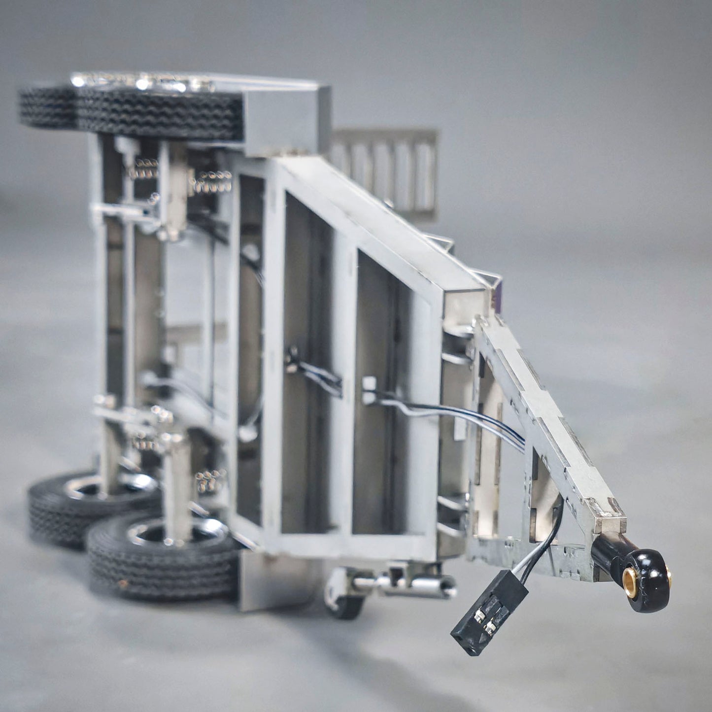 JX Model 1/14 ET2 2Axles Trailer For E20 Remote Control Excavator Support Legs Stainless Steel Tailboard Almost Assembled