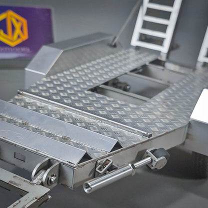 JX Model 1/14 ET2 2Axles Trailer For E20 Remote Control Excavator Support Legs Stainless Steel Tailboard Almost Assembled