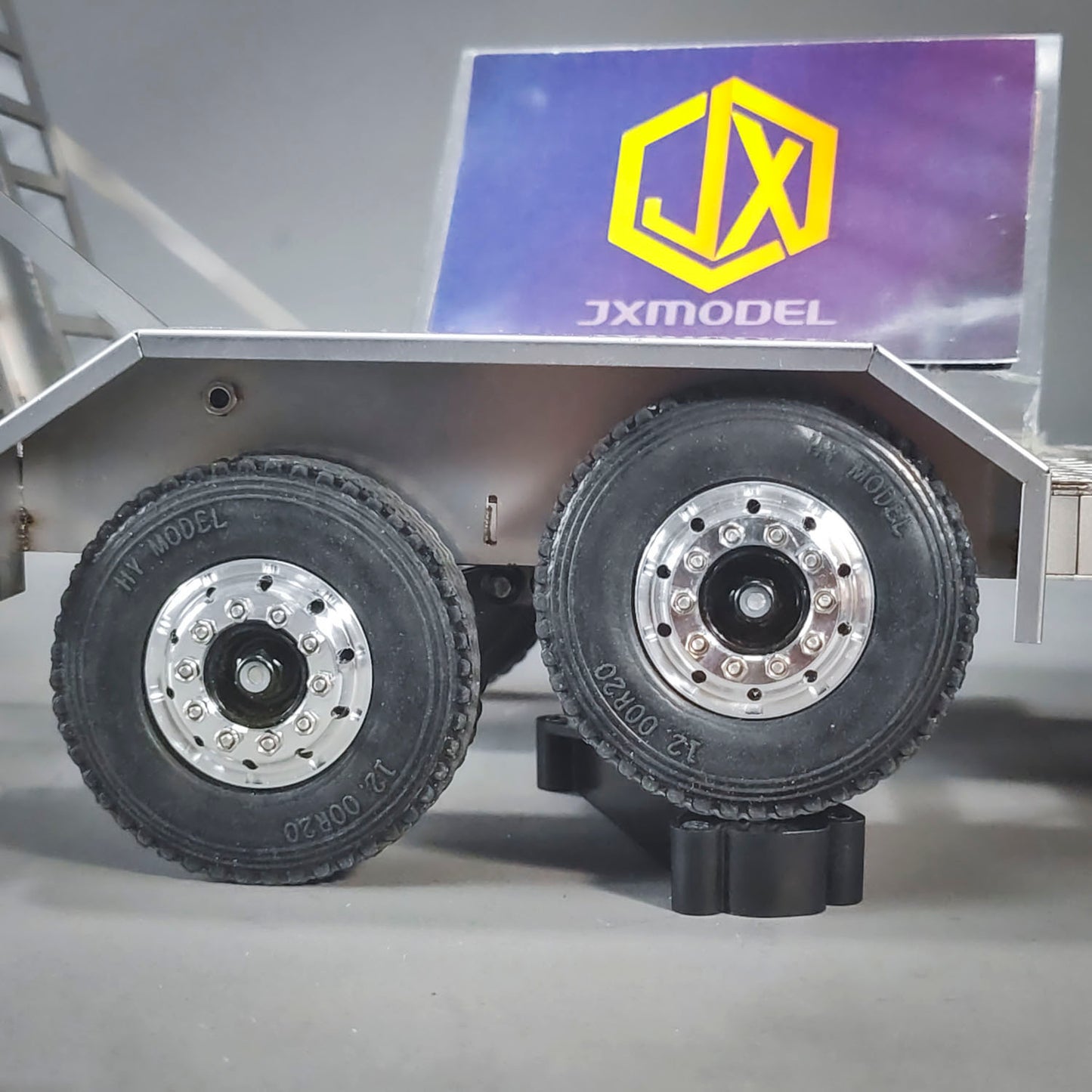 JX Model 1/14 ET2 2Axles Trailer For E20 Remote Control Excavator Support Legs Stainless Steel Tailboard Almost Assembled