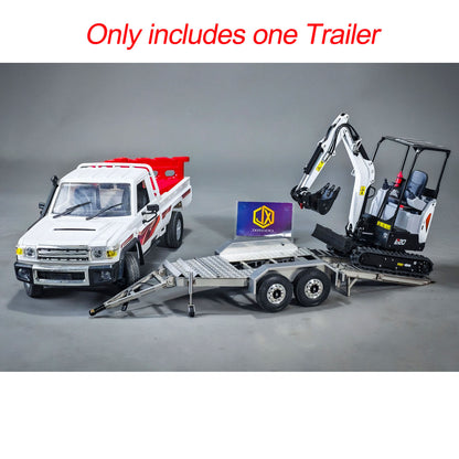 JX Model 1/14 ET2 2Axles Trailer For E20 Remote Control Excavator Support Legs Stainless Steel Tailboard Almost Assembled