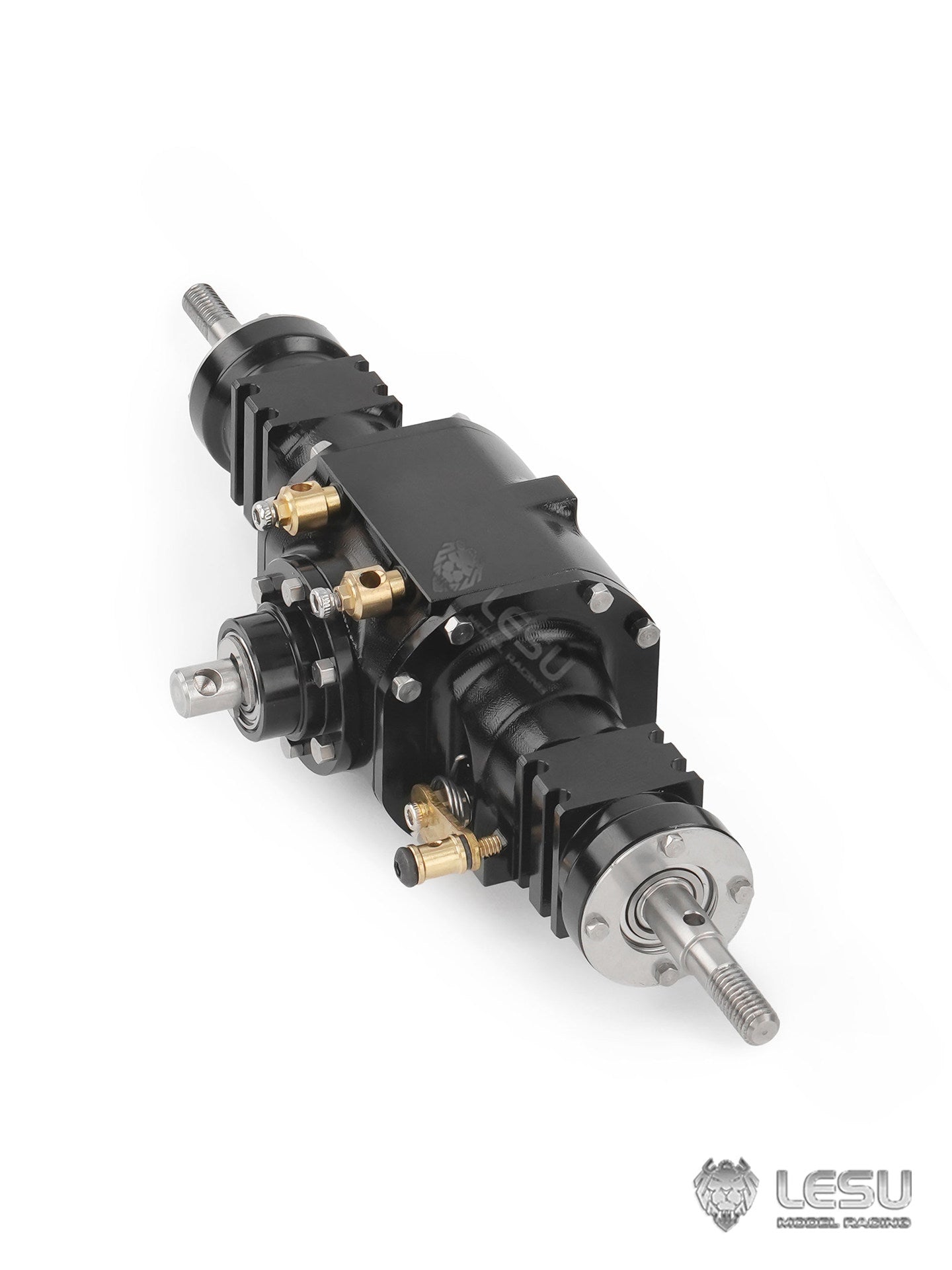 LESU Metal Front/Rear Axle with Differential Lock/ Wheel Hub/ Plastic Wheel Tire for 1/14 RC Hydraulic Loader Aoue WA100M-8 RD-A0021 for Vehicle Enthusiast