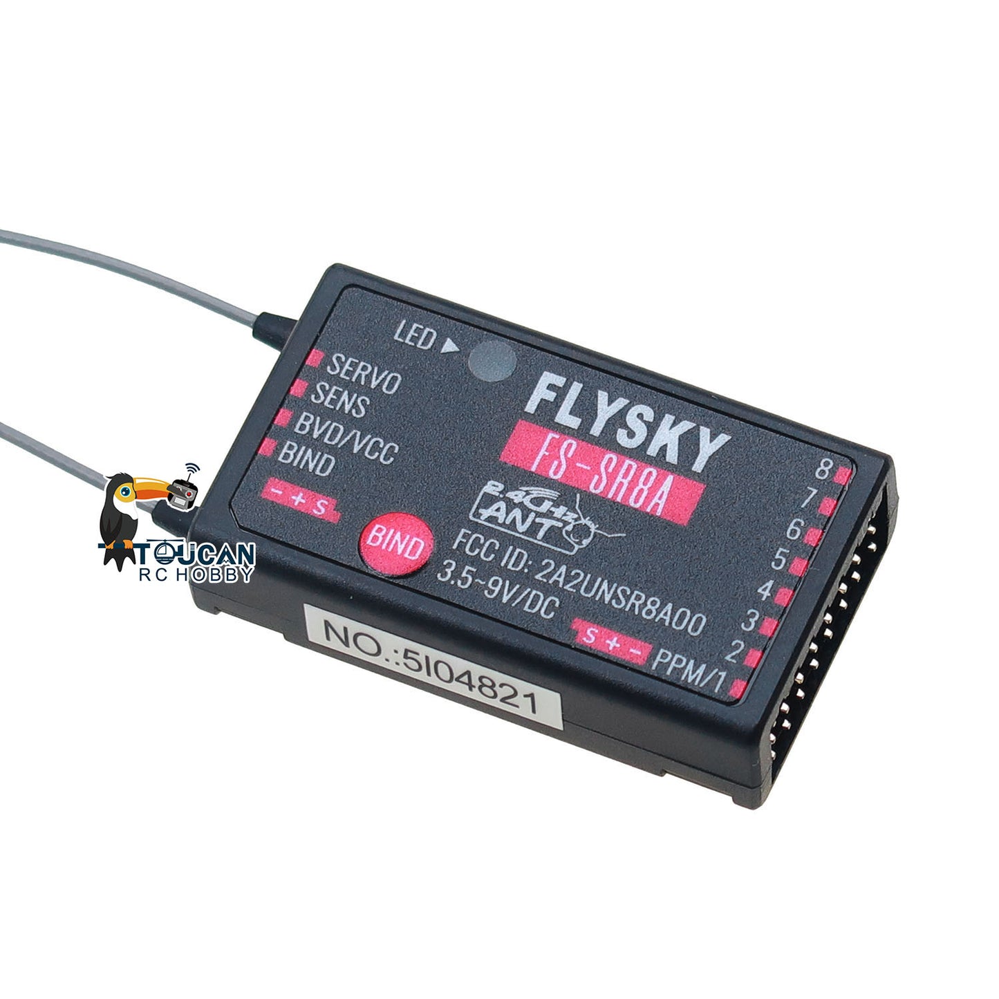 TOUCAN RC HOBBY FLYSKY FS-SR8 12CH 2.4G ANT 8CH Receiver for FS-ST8 Radio Transmitter RC Airplane Car Boat DIY Part Accessories